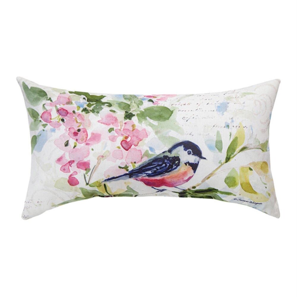 6559 SHWBA Watercolor Birds & Butterflies Climaweave Pillow, 17 -inch